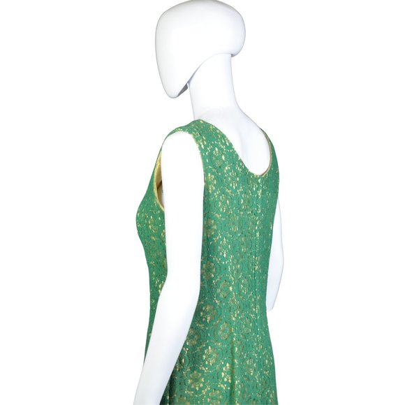 Estate Collection/Vintage 1960s Green Eyelet A-Line Dress Size 18 Awesome! - Picture 9 of 14